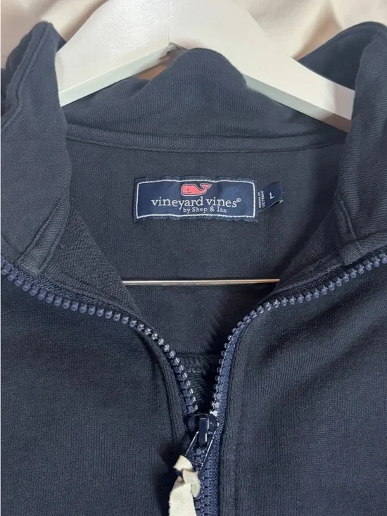 Vineyard Vines Collegiate Navy Quarter-Zip Sweatshirt with Teal Bison (NDSU) - Picture 5 of 5